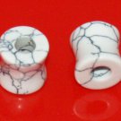 Pair 00G 10 mm Howlite Stone Ear Tunnel Plugs Saddle Stretching Piercing Gauge Pair 00G 10 mm Howlite Stone Ear Tunnel Plugs Saddle Stretching Piercing Gauge