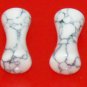 Pair 6G 4mm Howlite Stone Plugs Saddle Ear Stretching Piercing Gauge