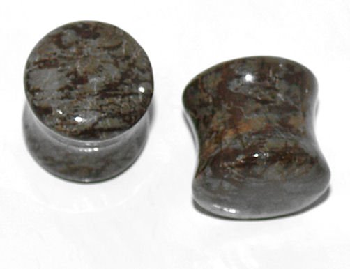 Pair 7/16 11.2 mm Brown Jasper Stone Plugs Saddle Ear Stretching Piercing Gauge