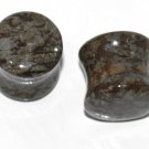 Pair 7/16 11.2 mm Brown Jasper Stone Plugs Saddle Ear Stretching Piercing Gauge