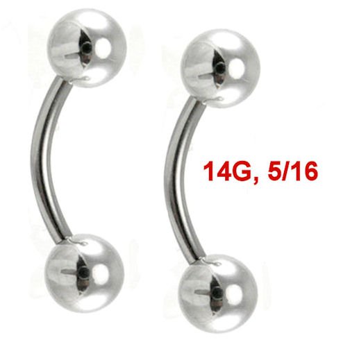 Pair Steel 14G 5/16 Ball Eyebrow Rings / Tragus/Ear Barbell Stud Piercing  Gauge