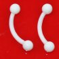 Pair Acrylic Ball White 16G 3/8 Eyebrow Rings / Tragus/Ear Barbell Gauge, 3/8