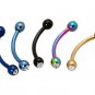 Pair Rainbow 16G 5/16 Eyebrow Rings / Curved Barbell Stud With Double Clear CZ