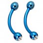 Pair Blue Double CZ 16G 5/16 Eyebrow Rings / Tragus/Ear Barbell Stud Jewelry Gauge