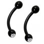 Pair Steel Black Double CZ 16G 5/16 Eyebrow Rings Curved Barbell Gauge