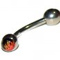 Pair Steel Flames Fire Logo Eyebrow Rings / Tragus/Ear Barbell Stud Piercing 16 Gauges, 3/8