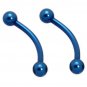 Pair Anodizing Blue Ball Curved 16G 7/16 Eyebrow Rings / Tragus/Curved Barbell Stud Jewelry Piercing