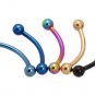 Pair Anodizing Blue Ball Curved 16G 7/16 Eyebrow Rings / Tragus/Curved Barbell Stud Jewelry Piercing