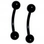 Pair Black Anodized 14G 5/8 Curved Eyebrow Rings / Tragus/Curved  Barbell Stud Gauge