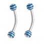Pair Blue Stripe Ball 16G 5/16 Eyebrow Rings / Tragus/Ear Barbell Stud Jewelry Piercing Gauge