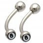 Pair Logo Number 8  Eyebrow Rings / Tragus/Curved Barbell Stud 16G, 7/16 Length