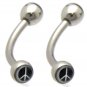 Pair Peace Eyebrow Rings / Tragus/Ear Barbell Stud Jewelry Piercing Jewelry 16G, 7/16Length