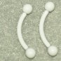 Pair Steel White Anodized Ball 16G 3/8 Eyebrow Ring / Tragus/Curved Barbell Stud Gauge
