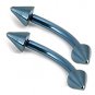 Pair Titanium Spike Light Blue 16G 3/8 Eyebrow Ring / Tragus/Curved Barbell Stud