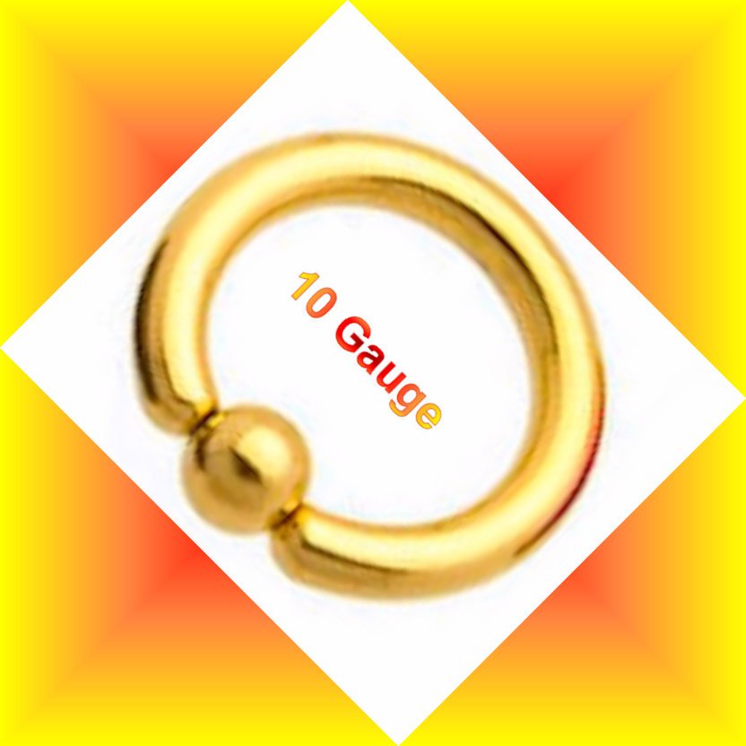 Golden Titanium 10G 1/2 Captive Bead Ring Nose Septum Hoop Earring Nipple Lips