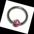 Steel 16g 3/8 Disc Pink CZ Captive Ring for Ears and Eyebrow Steel 16g 3/8 Disc Pink CZ Captive Ring for Ears and Eyebrow