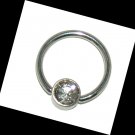 Steel 16G 3/8 Disc Clear CZ Captive Ring for Ears and Eyebrows Steel 16G 3/8 Disc Clear CZ Captive Ring for Ears and Eyebrows