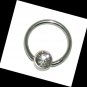 Steel 16G 3/8 Disc Clear CZ Captive Ring for Ears and Eyebrows