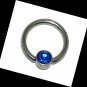 Steel 16G 9.5mm 3/8 Disc Blue CZ Captive Ring Piercing Ears and Eyebrows Gauge