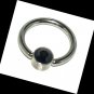 Steel 16G 9.5mm 3/8 Disc Black CZ Captive Bead Ring Nose Septum Hoop Earring Lips Gauges