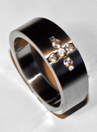 Stainless Steel Ring with Clear CZ - Size 10