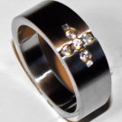 Stainless Steel Ring with Clear CZ - Size 10