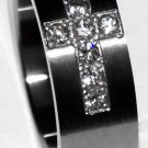 Stainless Steel Cross Ring with Clear CZ - Size 9 Stainless Steel Cross Ring with Clear CZ - Size 9