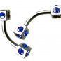 Pair Steel Blue Dice 16G 7/16 Eyebrow Rings / Tragus/Ear Barbell Stud Jewelry Piercing