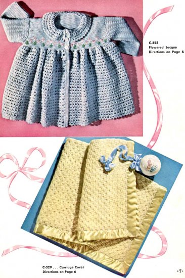 Vintage Crochet Baby Sweater And Blanket PDF Pattern