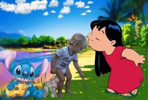 8x10 Customized Lilo & Stitch Poster Featuring your child's picture