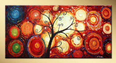 A Smiling Tree~ Framed! Modern Wall Decor Art Landscape Huge Oil Painting On Canvas LA1-034
