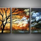 A Half of Day, A Half of Night.~Hot! Nice Landscape Oil Painting (+ Frame) LA3-076