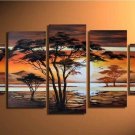 Hot Sell 5 pieces of Summer Tree! Handpainted Landscape Oil Canvas Art (+Frame) LA5-003