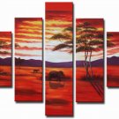 Red Sunset! Handpainted Landscape Oil Impressionist Art Canvas Painting (+Frame) LA5-010
