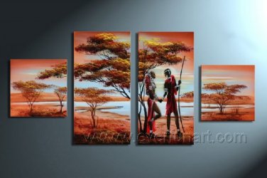 Canvas Oil Painting Framed African Art (+ Frame) AR-004