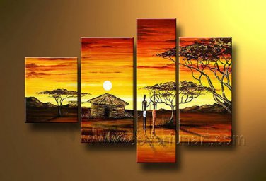 Ordinary Life_Canvas Oil Painting Framed African Art (+ Frame) AR-026