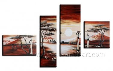 Fine Art Wall Pictures_Canvas Oil Painting Framed African Art (+ Frame) AR-027