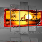 Sun And African Animal_Canvas Oil Painting Framed African Art (+ Frame) AR-063