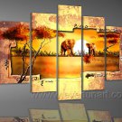 Summer Bright Sun And Elephant_Canvas Oil Painting Framed African Art (+ Frame) AR-076