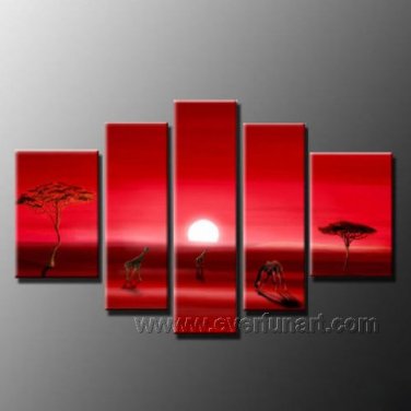 Red Sun_Canvas Oil Painting Framed African Art (+ Frame) AR-086