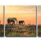 The Family Of Elephant_Canvas Oil Painting Framed African Art (+ Frame) AR-090