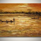 Boat Under Sunshine_Framed Oil on Canvas Seascape Painting SE-001