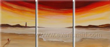 Sunset Scenery At Beach ! Framed Oil on Canvas Seascape Painting SE-018