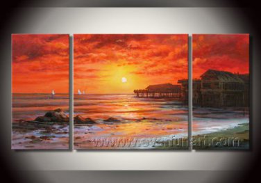 Red sea Water_Framed Oil on Canvas Seascape Painting SE-022