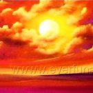 Orange Sun Above the Ocean_Framed Oil on Canvas Seascape Painting SE-023