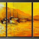 Yellow Tree Around the Lake_Framed Oil on Canvas Seascape Painting SE-025
