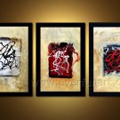 3 Panels Abstract Fine Canvas Art Oil Painting Framed XD3-217