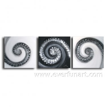 Great!!Classical Black And White 3 Panels Absrtact Oil Painting On Canvas Fine Art Framed XD3-242