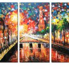 Prosperous Street Landscape Oil Painting On Canvas Wall Art Fremed LA3-131