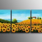 Beautiful Sun Flower Field Landscape Oil Painting On Canvas Wall Decor LA3-176
